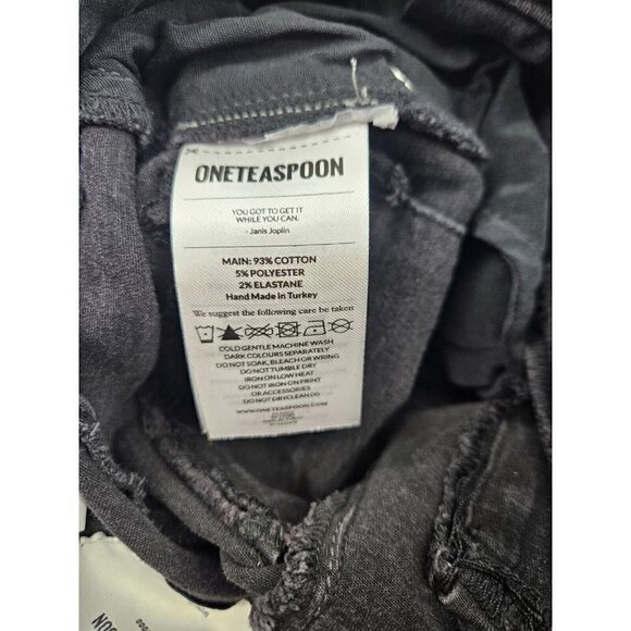 New One Teaspoon Preachers High Waist Jeans Womens 22 Black Swan Skinny - Picture 9 of 10